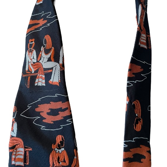 Custom Cravatieur Vintage 70s Hippie Woodstock Outdoor Art to Wear Retro Tie - Picture 4 of 8